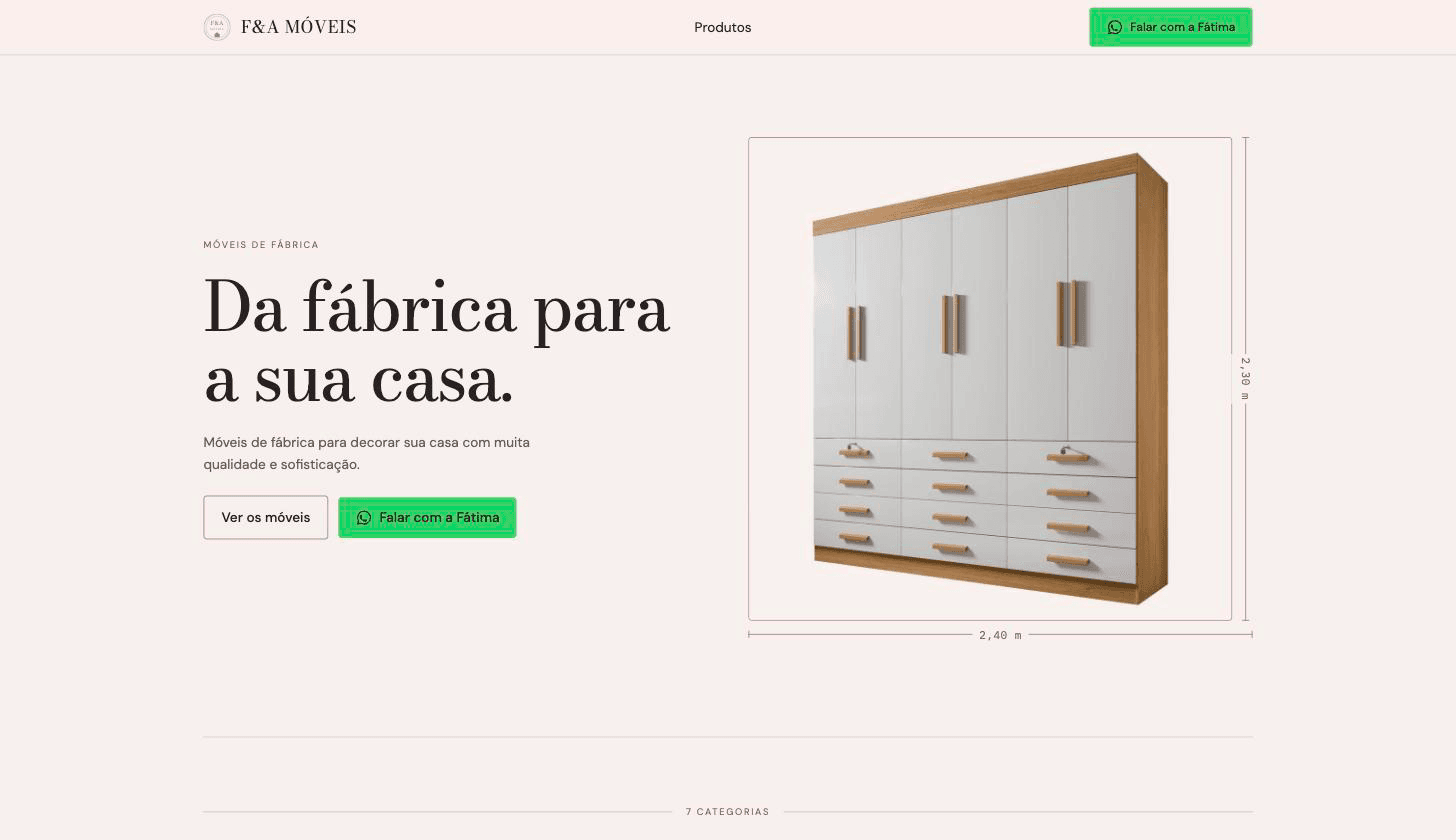 F&A Móveis interface preview