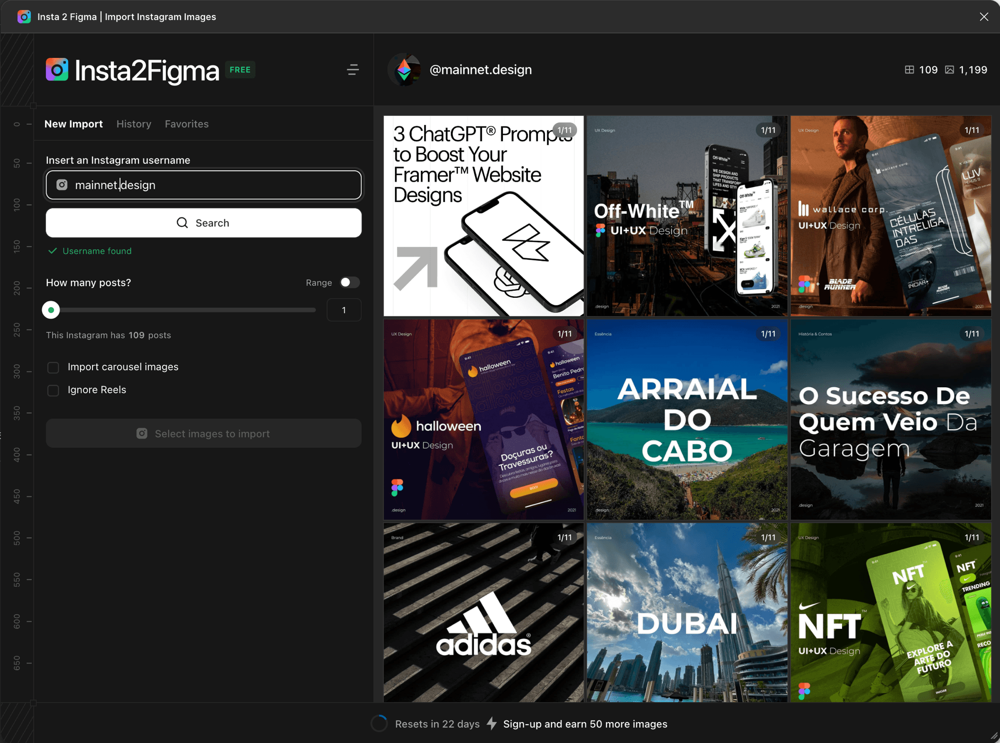 Insta2Figma interface preview