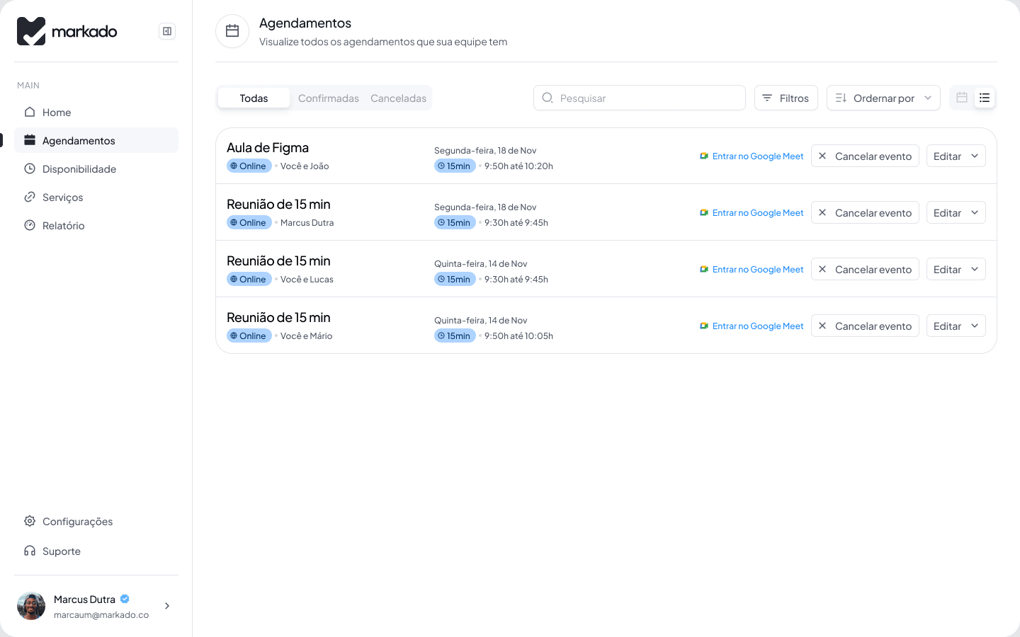 Markado interface preview