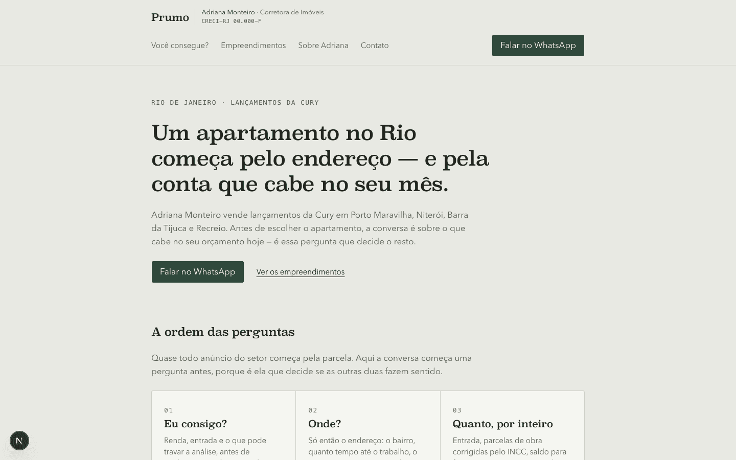 Prumo interface preview