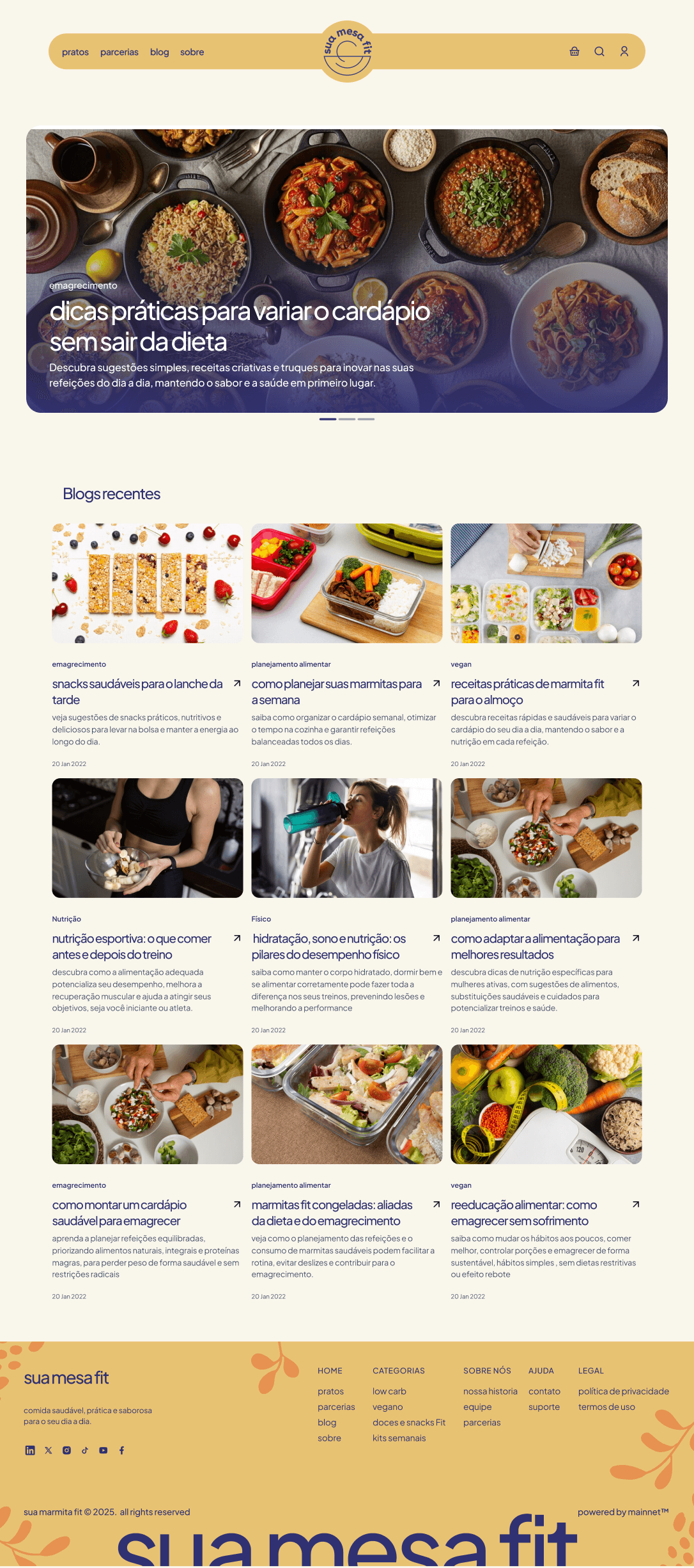 Sua Mesa Fit blog listing page