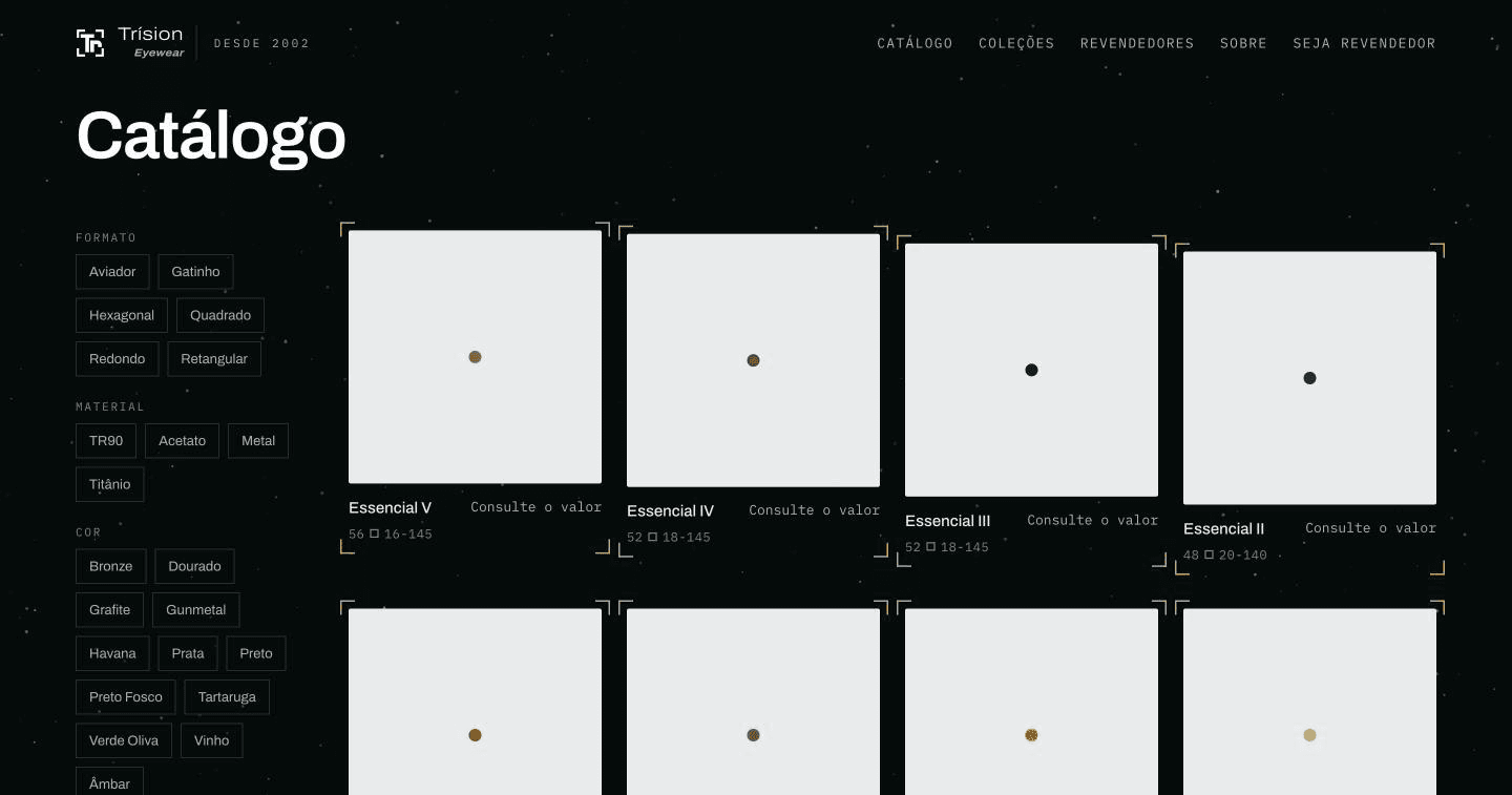 Trísion Eyewear interface preview