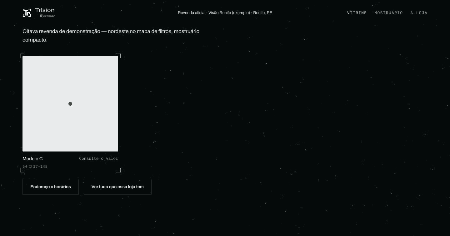 A reseller's own storefront at /loja/[rev] — the Fase 0 stand-in for a subdomain